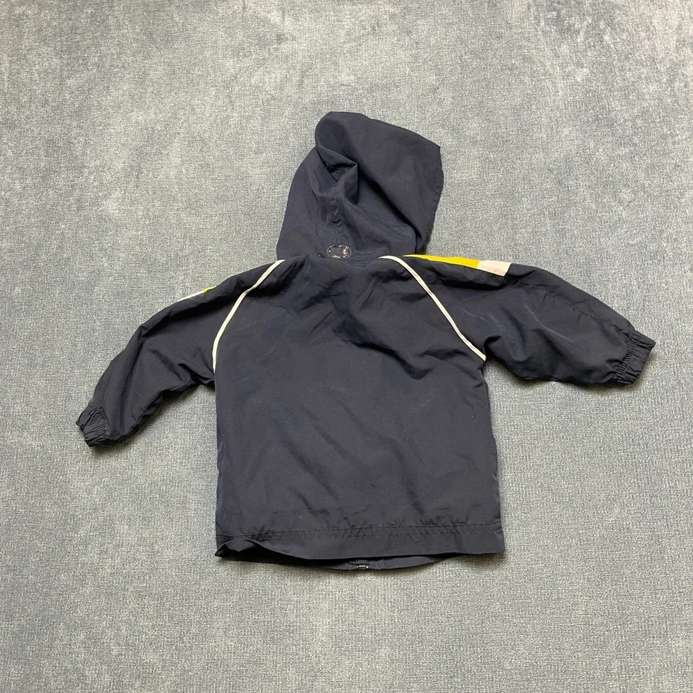 Nike Windbreaker Jacket Boys 12M Navy Blue Yellow Full-Zip Long Sleeve Athletic